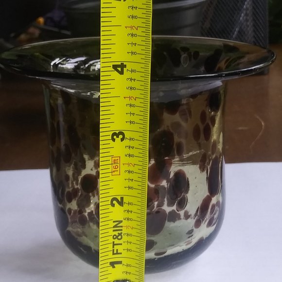 Vintage Tortoise Shell Handblown Murano Glass 4 Inch Votive Mini Candle Holder - Picture 7 of 8